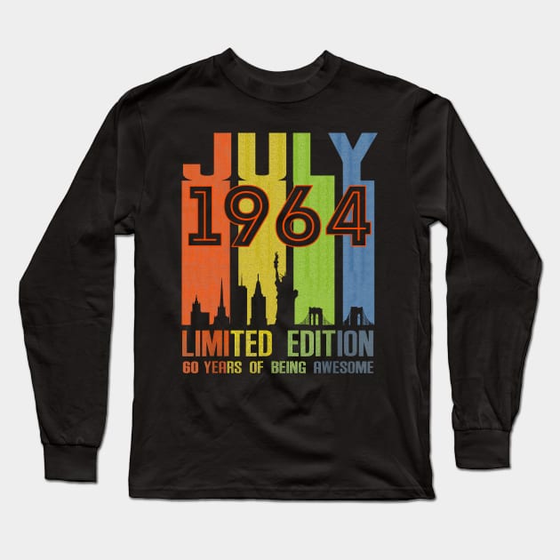 July 1964 60 Years Of Being Awesome Limited Edition Long Sleeve T-Shirt by Vladis